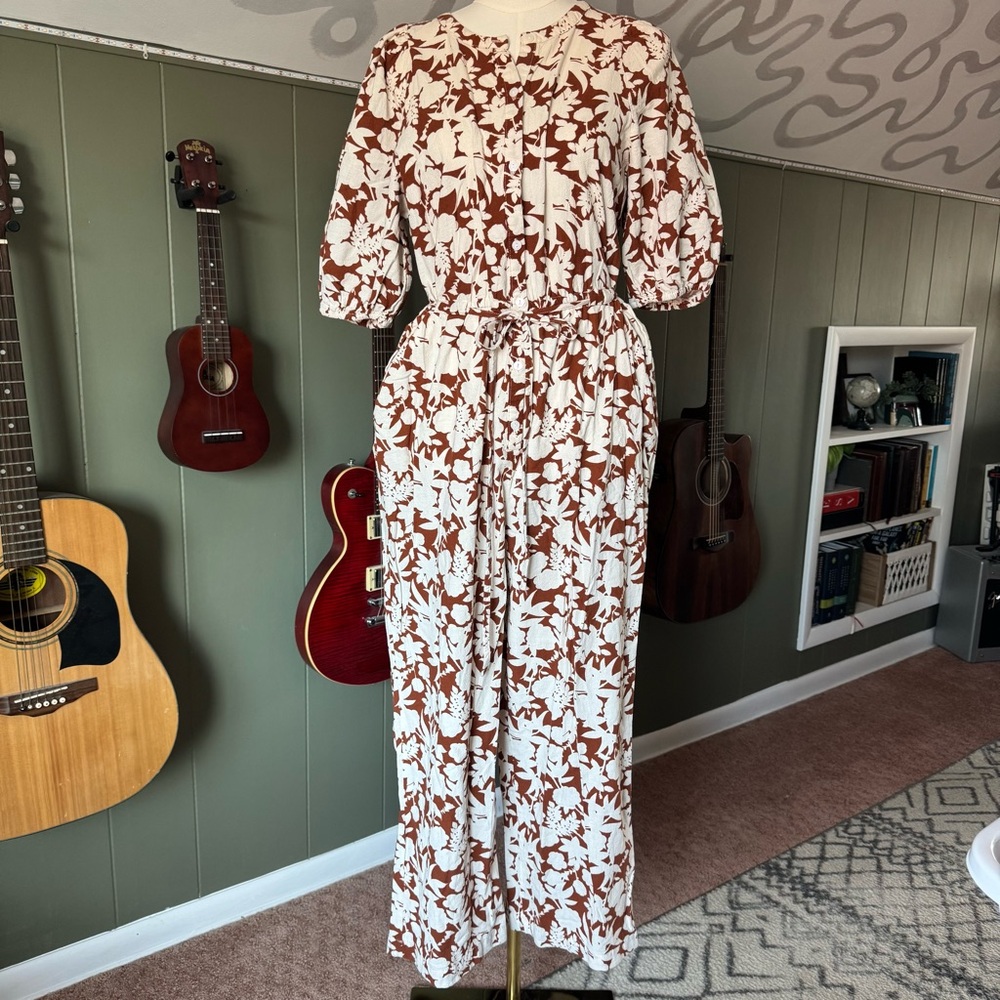 Rust-Colored Floral Jumpsuit - Target